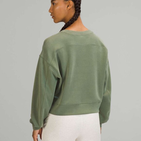 Lululemon Perfectly Oversized Cropped Crew Softstreme - Green Twill - Size 4 - Picture 3 of 11